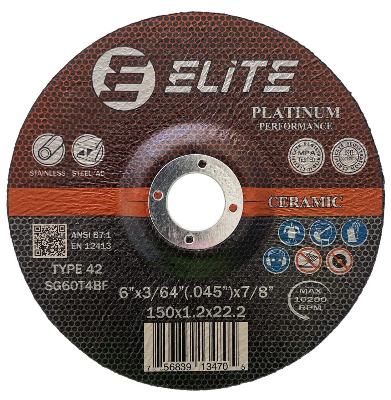 Cutting Disc 6″x.045″x7/8″ CERAMIC Platinum Performance Depressed